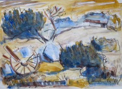 Dartmoor Field gouache study 2 by Roger Dennis, Painting, Gouache
