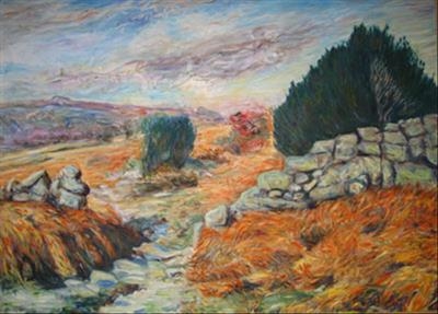Emsworthy Gate Winter by Roger Dennis, Painting, Oil on canvas