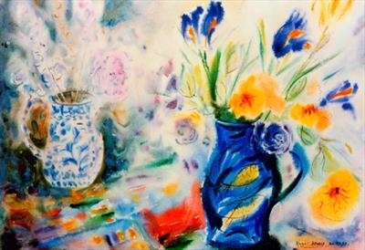 Fish-'n'-Flowers #1 by Roger Dennis, Painting, Watercolour on Paper