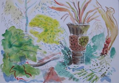 Garden Path by Roger Dennis, Painting, Watercolour on Paper