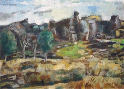 Hound Tor From The North by Roger Dennis, Painting, Gouache