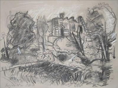 Hound Tor Sketch by Roger Dennis, Drawing, Charcoal on Paper