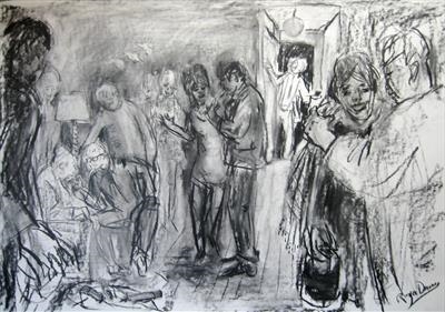 New Year Redux by Roger Dennis, Drawing, Charcoal on Paper