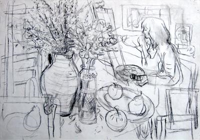 Painting the Still Life by Roger Dennis, Drawing, Charcoal on Paper