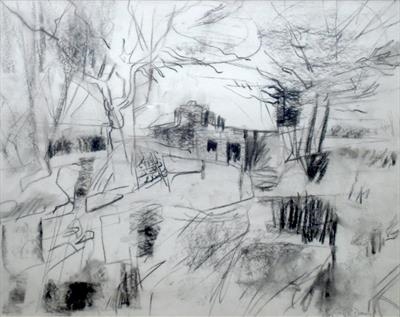Ruined Cottage near Swinecombe #5 by Roger Dennis, Drawing, Charcoal on Paper