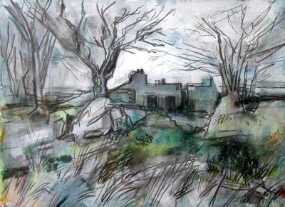 Ruined Cottage near Swinecombe 3 by Roger Dennis, Painting, Acrylic and charcoal on canvas