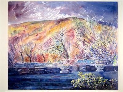 Thunder storm over the terrace, Crenham by Roger Dennis, Painting, Mixed Media